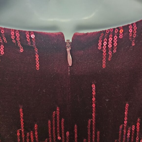 Jessica Howard Dress Burgundy Velour Sequin Cocktail Goth Shift 12P NWT - Picture 8 of 15